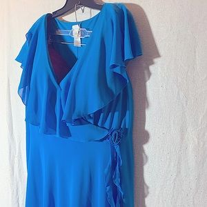 Blue Faux Wrap With Rose